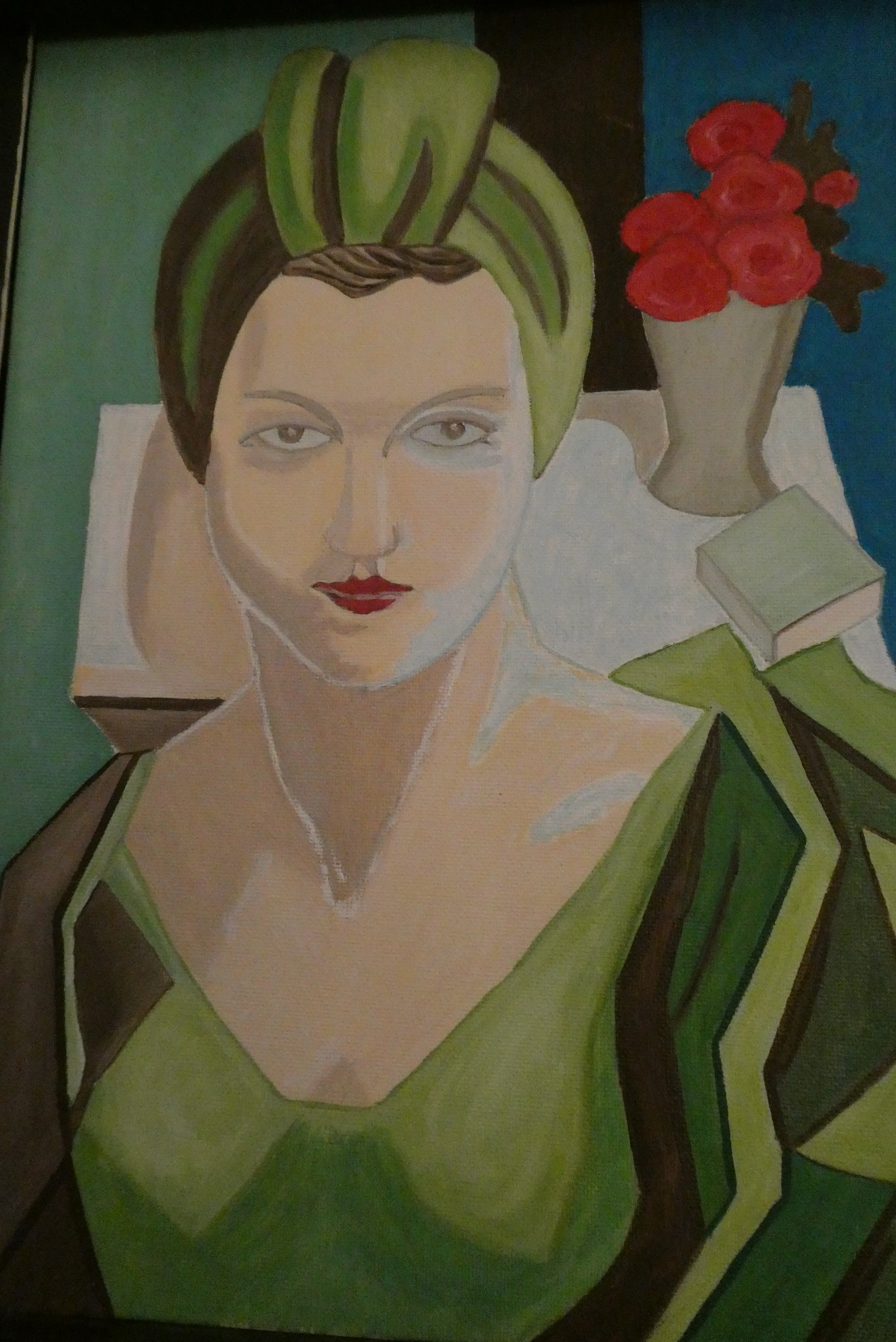 Portrait de femme en vert d'après Jean Metzinger