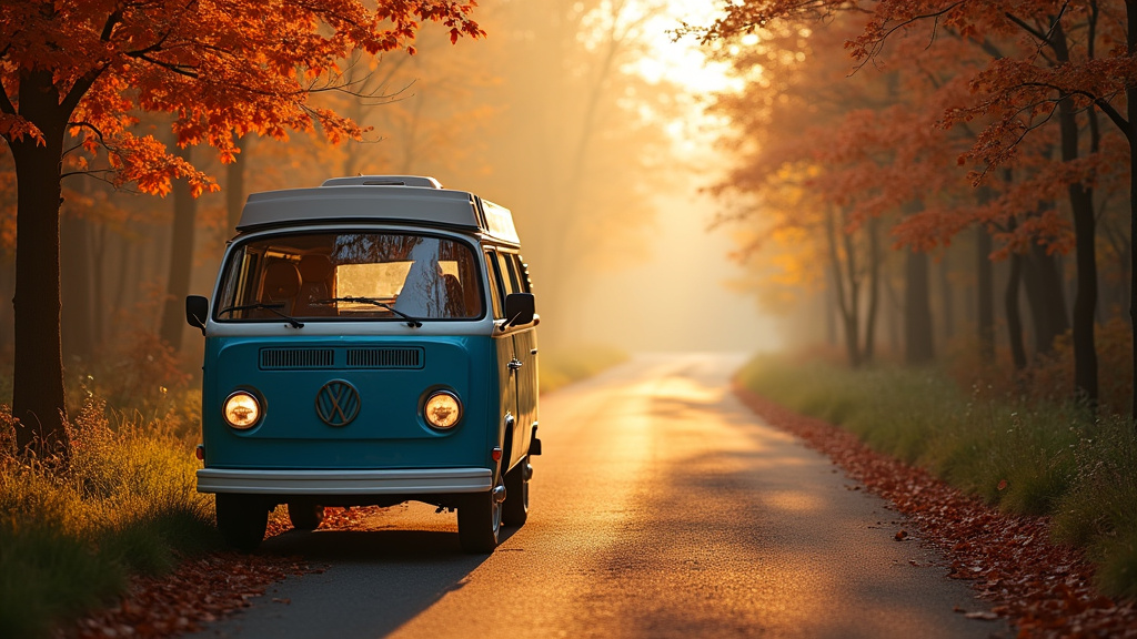 Camping-car profilé d'occasion sur une aire de stationnement