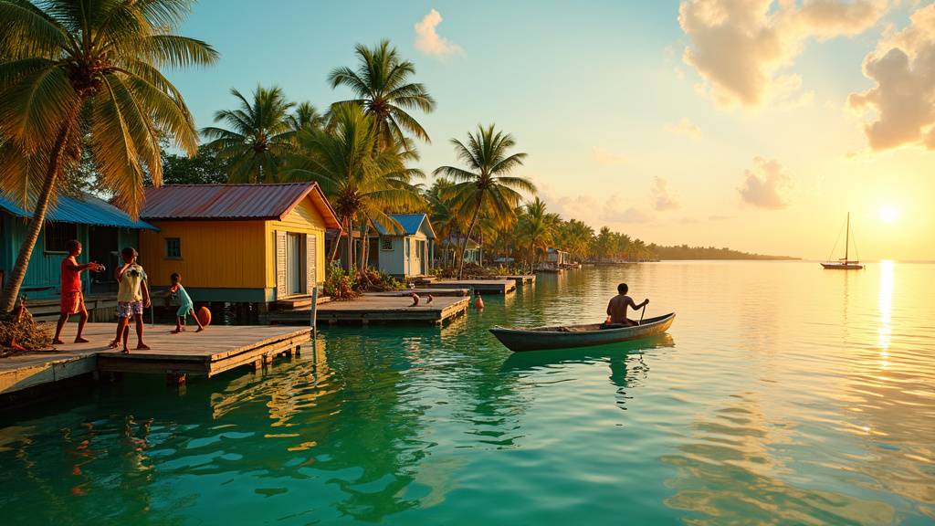 Paysage côtier du Belize avec plages de sable blanc et eaux turquoise