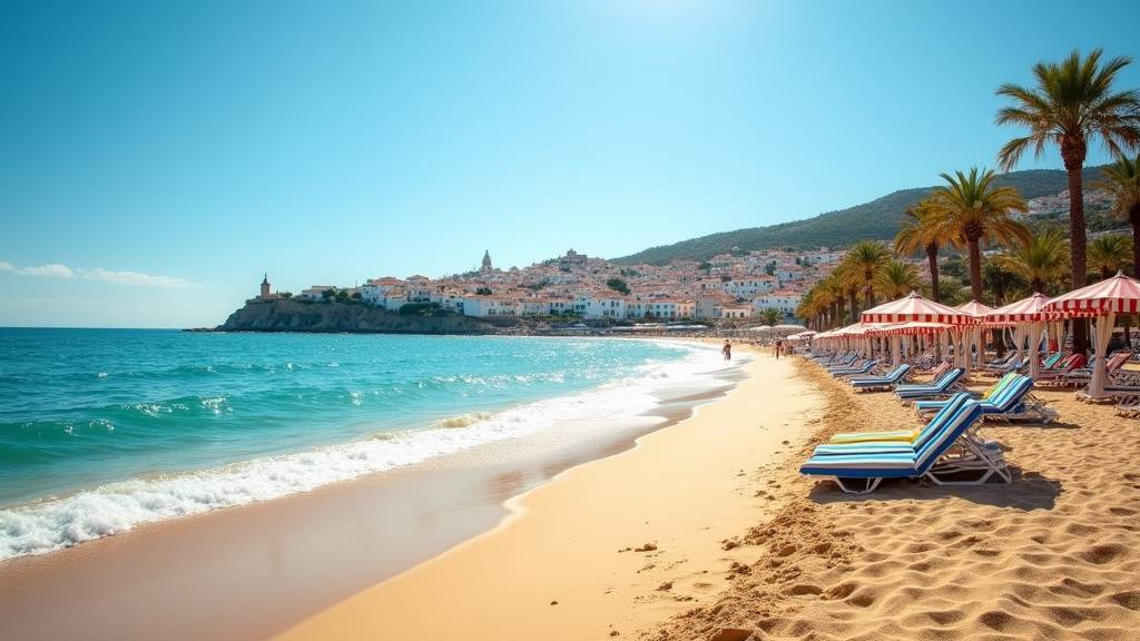 Vue aérienne de Canet-en-Roussillon avec la Méditerranée et les Pyrénées en arrière-plan