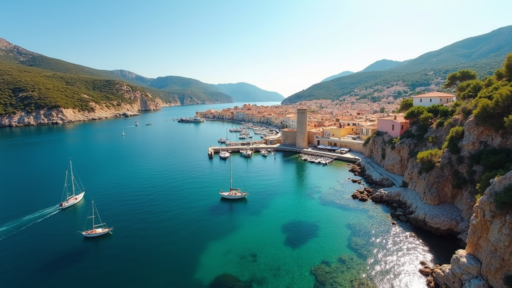 Vue panoramique de Propriano avec le golfe du Valinco et les eaux turquoise