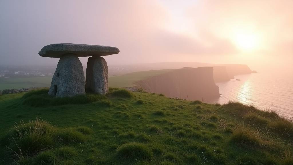 Vache de Jersey broutant dans un pâturage verdoyant avec la mer en arrière-plan