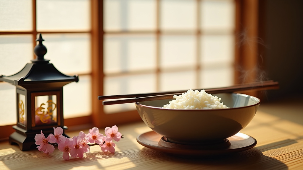 Un smartphone affichant une vidéo TikTok avec l'expression 'Itadakimasu Bismillah' et des icônes de partage