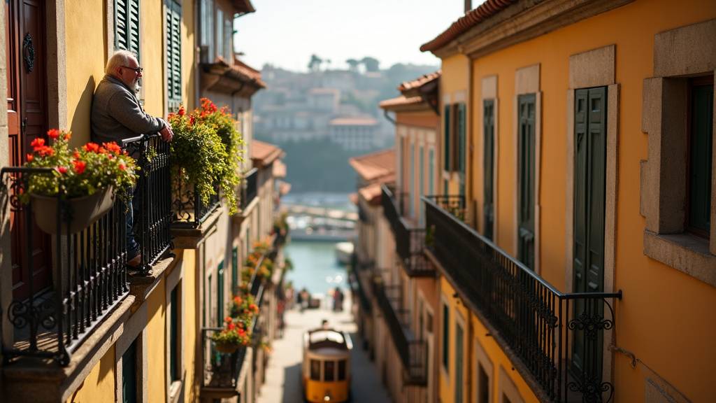 Quartier de la Ribeira à Porto avec les bateaux rabelos sur le Douro et les caves à vin de Vila Nova de Gaia en arrière-plan