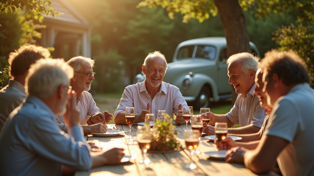 Scène de retrouvailles entre anciens camarades de lycée dans le film T'as pas changé