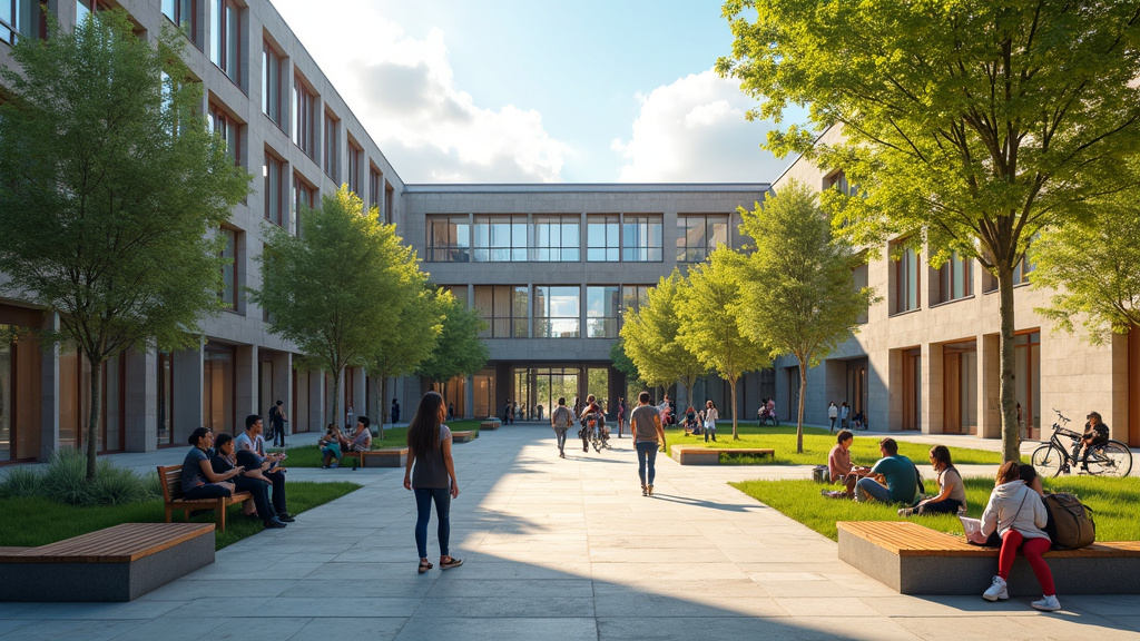 Ancien bâtiment historique de l'université avec une façade en pierre et des fenêtres à meneaux