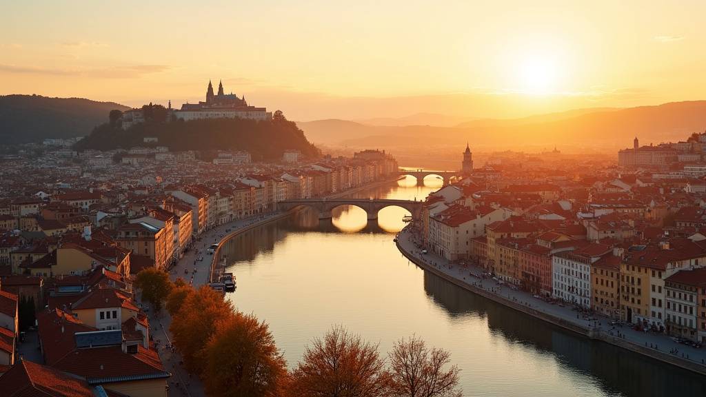 Vue sur Lyon avec la basilique de Fourviere et la Saone