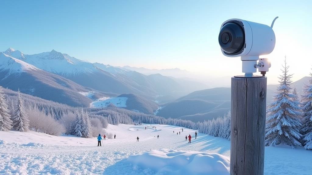 Vue depuis la webcam de Coll Blanc montrant les pistes enneigées du Pas de la Case