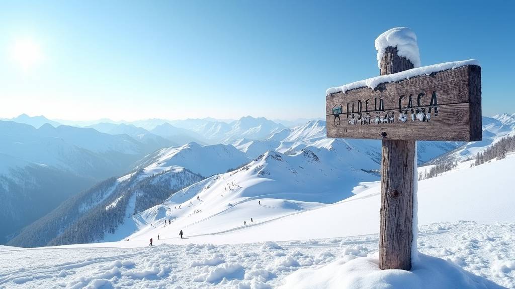 Vue panoramique des Pyrénées depuis le Pas de la Case avec les pistes enneigées et le village andorran en contrebas